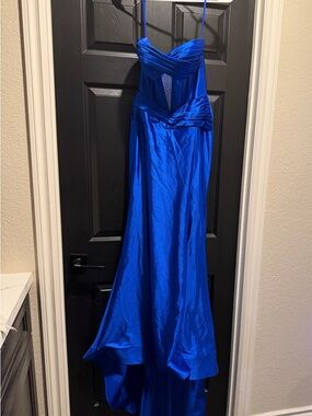 Royal Blue Satin Prom Gown- Size 2